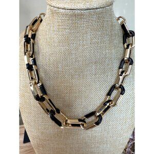 Chunky Gold-Tone & Black Chain Link Statement Necklace By Alfani Adjustable